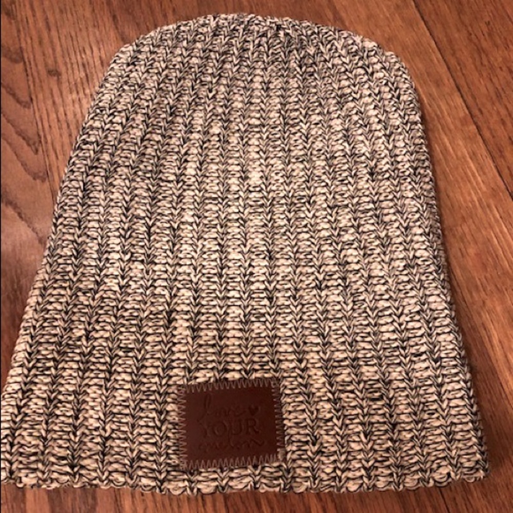 Love Your Melon knit black and white hat